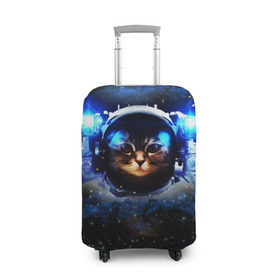 Чехол для чемодана 3D с принтом Кот космонавт в Петрозаводске, 86% полиэфир, 14% спандекс | двустороннее нанесение принта, прорези для ручек и колес | звёздное небо | космос | кот | кошка | прикольные картинки