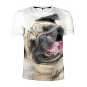 Мужская футболка 3D спортивная с принтом Смешная собачка в Петрозаводске, 100% полиэстер с улучшенными характеристиками | приталенный силуэт, круглая горловина, широкие плечи, сужается к линии бедра | прикол | смешная | смешно | собака | язык