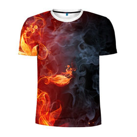 Мужская футболка 3D спортивная с принтом Стихия огня в Петрозаводске, 100% полиэстер с улучшенными характеристиками | приталенный силуэт, круглая горловина, широкие плечи, сужается к линии бедра | Тематика изображения на принте: дым | пламя | страсть