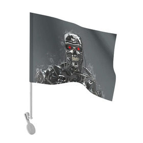 Флаг для автомобиля с принтом Терминатор 2 в Петрозаводске, 100% полиэстер | Размер: 30*21 см | terminator | арнольд шварценнегер | боевик | робот