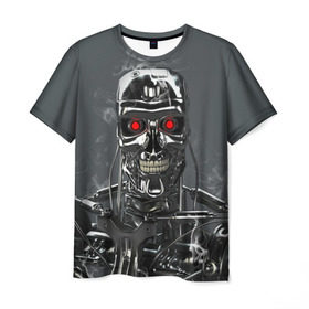 Мужская футболка 3D с принтом Терминатор 2 в Петрозаводске, 100% полиэфир | прямой крой, круглый вырез горловины, длина до линии бедер | terminator | арнольд шварценнегер | боевик | робот