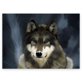 Поздравительная открытка с принтом Картина волк в Петрозаводске, 100% бумага | плотность бумаги 280 г/м2, матовая, на обратной стороне линовка и место для марки
 | Тематика изображения на принте: волк | животные | собака