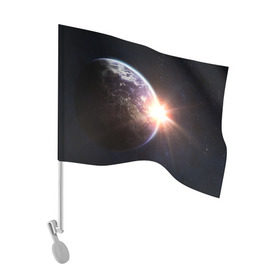 Флаг для автомобиля с принтом Космический свет в Петрозаводске, 100% полиэстер | Размер: 30*21 см | вселенная | галактика | земля | солнце