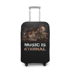 Чехол для чемодана 3D с принтом Музыка вечна 2 в Петрозаводске, 86% полиэфир, 14% спандекс | двустороннее нанесение принта, прорези для ручек и колес | music | музыка | музыкальный инструмент | скрипка | череп