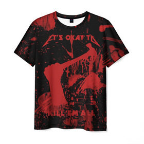Мужская футболка 3D с принтом Kill `Em All в Петрозаводске, 100% полиэфир | прямой крой, круглый вырез горловины, длина до линии бедер | Тематика изображения на принте: металлика