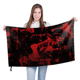Флаг 3D с принтом Kill `Em All в Петрозаводске, 100% полиэстер | плотность ткани — 95 г/м2, размер — 67 х 109 см. Принт наносится с одной стороны | металлика