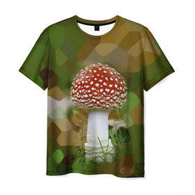 Мужская футболка 3D с принтом Мухоморчик в Петрозаводске, 100% полиэфир | прямой крой, круглый вырез горловины, длина до линии бедер | гриб | камуфляж | лес | мухомор | поганка | яд | ядовитый