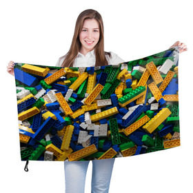 Флаг 3D с принтом Конструктор LEGO в Петрозаводске, 100% полиэстер | плотность ткани — 95 г/м2, размер — 67 х 109 см. Принт наносится с одной стороны | игрушка | конструктор | лего