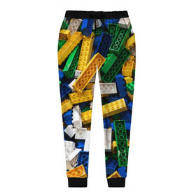 Женские брюки 3D с принтом Конструктор LEGO в Петрозаводске, полиэстер 100% | прямой крой, два кармана без застежек по бокам, с мягкой трикотажной резинкой на поясе и по низу штанин. В поясе для дополнительного комфорта — широкие завязки | игрушка | конструктор | лего