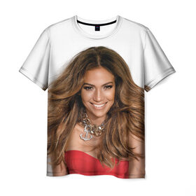 Мужская футболка 3D с принтом Jennifer Lopez в Петрозаводске, 100% полиэфир | прямой крой, круглый вырез горловины, длина до линии бедер | Тематика изображения на принте: 