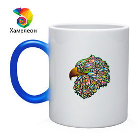 Кружка хамелеон с принтом Радужный Орел в Петрозаводске, керамика | меняет цвет при нагревании, емкость 330 мл | красота | птица | цвета | яркие