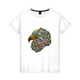 Женская футболка хлопок с принтом Радужный Орел в Петрозаводске, 100% хлопок | прямой крой, круглый вырез горловины, длина до линии бедер, слегка спущенное плечо | красота | птица | цвета | яркие