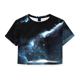 Женская футболка 3D укороченная с принтом Atlantis в Петрозаводске, 100% полиэстер | круглая горловина, длина футболки до линии талии, рукава с отворотами | звезды | небо | туманность