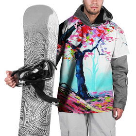 Накидка на куртку 3D с принтом Сакура в Петрозаводске, 100% полиэстер |  | Тематика изображения на принте: весна | живопись | сакура | япония