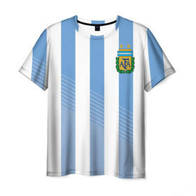 Мужская футболка 3D с принтом Сборная Аргентины по футболу в Петрозаводске, 100% полиэфир | прямой крой, круглый вырез горловины, длина до линии бедер | argentina | аргентина