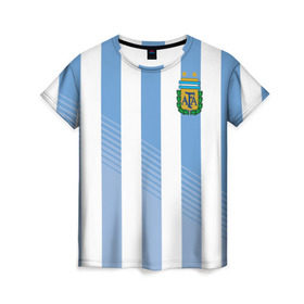 Женская футболка 3D с принтом Сборная Аргентины по футболу в Петрозаводске, 100% полиэфир ( синтетическое хлопкоподобное полотно) | прямой крой, круглый вырез горловины, длина до линии бедер | argentina | аргентина