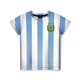 Детская футболка 3D с принтом Сборная Аргентины по футболу в Петрозаводске, 100% гипоаллергенный полиэфир | прямой крой, круглый вырез горловины, длина до линии бедер, чуть спущенное плечо, ткань немного тянется | argentina | аргентина