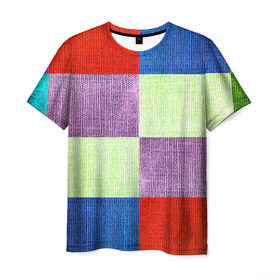Мужская футболка 3D с принтом Лоскутное шитье в Петрозаводске, 100% полиэфир | прямой крой, круглый вырез горловины, длина до линии бедер | полотно | разноцветный | ткань