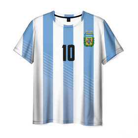 Мужская футболка 3D с принтом Месси (сборная Аргентины) в Петрозаводске, 100% полиэфир | прямой крой, круглый вырез горловины, длина до линии бедер | barcelona | lionel | messi | аргентина | барселона | кубок | лионель | мира | сборная | футбол