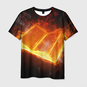 Мужская футболка 3D с принтом Знания огня в Петрозаводске, 100% полиэфир | прямой крой, круглый вырез горловины, длина до линии бедер | арт | дум | иллюзия | краска | лучи | огонь | пламя | прикольные | свет | текстуры