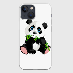 Чехол для iPhone 13 mini с принтом Пандочка в Петрозаводске,  |  | бамбук | голубые глаза | панда
