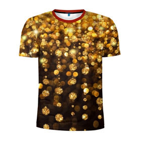 Мужская футболка 3D спортивная с принтом Золотой дождь в Петрозаводске, 100% полиэстер с улучшенными характеристиками | приталенный силуэт, круглая горловина, широкие плечи, сужается к линии бедра | dance | klub | золото | клуб | праздник | танцы