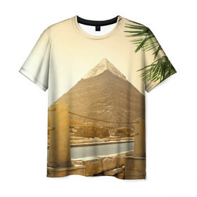 Мужская футболка 3D с принтом Egypt в Петрозаводске, 100% полиэфир | прямой крой, круглый вырез горловины, длина до линии бедер | egypt | египет | закат | золото | клеопатра | мумия | песок | пирамиды | пустыня | солнце