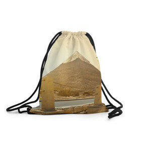 Рюкзак-мешок 3D с принтом Egypt в Петрозаводске, 100% полиэстер | плотность ткани — 200 г/м2, размер — 35 х 45 см; лямки — толстые шнурки, застежка на шнуровке, без карманов и подкладки | egypt | египет | закат | золото | клеопатра | мумия | песок | пирамиды | пустыня | солнце