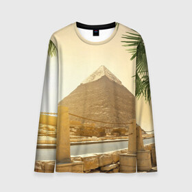 Мужской лонгслив 3D с принтом Egypt в Петрозаводске, 100% полиэстер | длинные рукава, круглый вырез горловины, полуприлегающий силуэт | egypt | египет | закат | золото | клеопатра | мумия | песок | пирамиды | пустыня | солнце