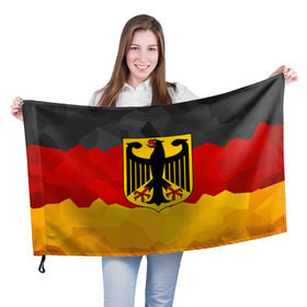 Флаг 3D с принтом Германия в Петрозаводске, 100% полиэстер | плотность ткани — 95 г/м2, размер — 67 х 109 см. Принт наносится с одной стороны | 