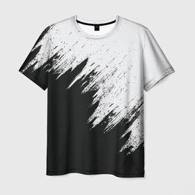 Мужская футболка 3D с принтом Краска и ничего лишнего! в Петрозаводске, 100% полиэфир | прямой крой, круглый вырез горловины, длина до линии бедер | белый | дизайн | капли | краска | монохромный | разводы | черный