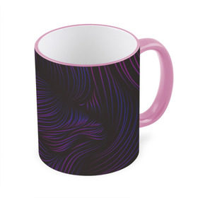 Кружка 3D с принтом Пурпурные волны в Петрозаводске, керамика | ёмкость 330 мл | абстракция | арт | волны | пурпурный