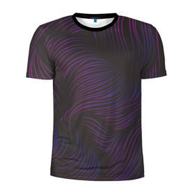 Мужская футболка 3D спортивная с принтом Пурпурные волны в Петрозаводске, 100% полиэстер с улучшенными характеристиками | приталенный силуэт, круглая горловина, широкие плечи, сужается к линии бедра | Тематика изображения на принте: абстракция | арт | волны | пурпурный