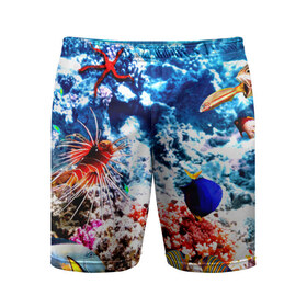 Мужские шорты 3D спортивные с принтом Аква мир в Петрозаводске,  |  | blue | вода | волна | волны | море | океан | природа | рыбы