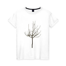 Женская футболка хлопок с принтом Веточка дерева в Петрозаводске, 100% хлопок | прямой крой, круглый вырез горловины, длина до линии бедер, слегка спущенное плечо | ветка | дерево | класс | корки | круто | природа
