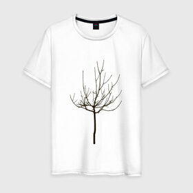 Мужская футболка хлопок с принтом Веточка дерева в Петрозаводске, 100% хлопок | прямой крой, круглый вырез горловины, длина до линии бедер, слегка спущенное плечо. | ветка | дерево | класс | корки | круто | природа