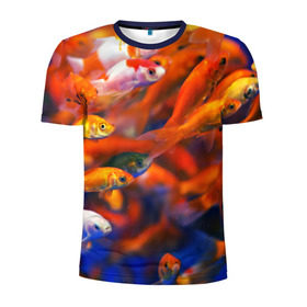 Мужская футболка 3D спортивная с принтом Рыбки в Петрозаводске, 100% полиэстер с улучшенными характеристиками | приталенный силуэт, круглая горловина, широкие плечи, сужается к линии бедра | вода | природа | рыба | рыбалка | туризм