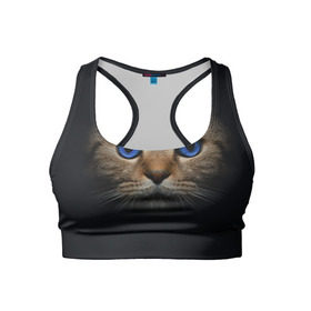 Женский спортивный топ 3D с принтом Кот с синими глазами в Петрозаводске, 82% полиэстер, 18% спандекс Ткань безопасна для здоровья, позволяет коже дышать, не мнется и не растягивается |  | кот | котенок | кошка | мордочка