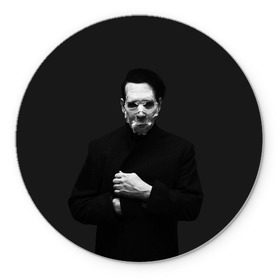 Коврик круглый с принтом Marilyn Manson в Петрозаводске, резина и полиэстер | круглая форма, изображение наносится на всю лицевую часть | звезда | знаменитость | музыка | мэрилин мэнсон | певец | рокер