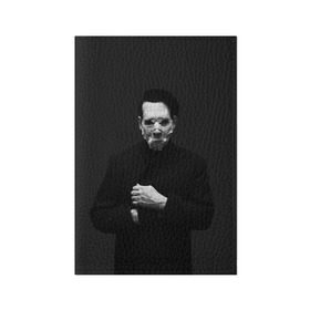 Обложка для паспорта матовая кожа с принтом Marilyn Manson в Петрозаводске, натуральная матовая кожа | размер 19,3 х 13,7 см; прозрачные пластиковые крепления | Тематика изображения на принте: звезда | знаменитость | музыка | мэрилин мэнсон | певец | рокер