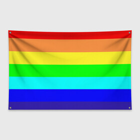 Флаг-баннер с принтом Радуга в Петрозаводске, 100% полиэстер | размер 67 х 109 см, плотность ткани — 95 г/м2; по краям флага есть четыре люверса для крепления | жёлтый | зелёный | красный | оранжевый | полосы | радуга | синий | фиолетовый
