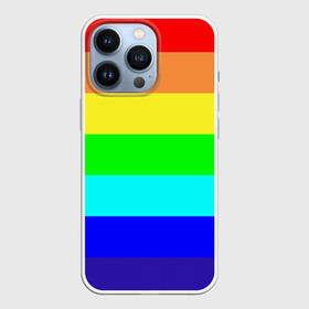 Чехол для iPhone 13 Pro с принтом Радуга в Петрозаводске,  |  | жёлтый | зелёный | красный | оранжевый | полосы | радуга | синий | фиолетовый