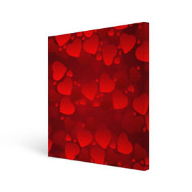 Холст квадратный с принтом Красные сердца в Петрозаводске, 100% ПВХ |  | heart | red | любовь | орнамент | сердце | узор