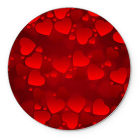Коврик круглый с принтом Красные сердца в Петрозаводске, резина и полиэстер | круглая форма, изображение наносится на всю лицевую часть | heart | red | любовь | орнамент | сердце | узор