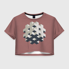 Женская футболка 3D укороченная с принтом Великая иллюзия в Петрозаводске, 100% полиэстер | круглая горловина, длина футболки до линии талии, рукава с отворотами | 