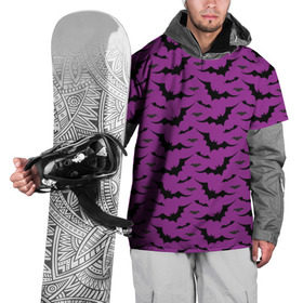 Накидка на куртку 3D с принтом Стая летучих мышей в Петрозаводске, 100% полиэстер |  | Тематика изображения на принте: bat | классно | круто | летучая | мышь | стильно | текстура | фиолетовый | фон | черный