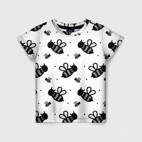 Детская футболка 3D с принтом Рой пчёл в Петрозаводске, 100% гипоаллергенный полиэфир | прямой крой, круглый вырез горловины, длина до линии бедер, чуть спущенное плечо, ткань немного тянется | белый | бзз | жало | круто | много | пчела | пчелы | рисунок | рой | стая | текстура | черный
