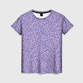 Женская футболка 3D с принтом Состою из клеток в Петрозаводске, 100% полиэфир ( синтетическое хлопкоподобное полотно) | прямой крой, круглый вырез горловины, длина до линии бедер | классно | красиво | краска | красный | круто | синий | текстура | фиолетовый | форма | цвет