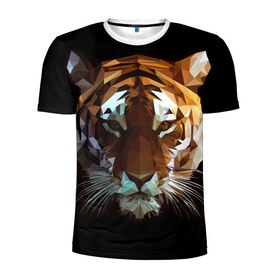 Мужская футболка 3D спортивная с принтом Tiger в Петрозаводске, 100% полиэстер с улучшенными характеристиками | приталенный силуэт, круглая горловина, широкие плечи, сужается к линии бедра | тигр