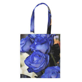Сумка 3D повседневная с принтом Синие розы в Петрозаводске, 100% полиэстер | Плотность: 200 г/м2; Размер: 34×35 см; Высота лямок: 30 см | Тематика изображения на принте: девушкам | розы | синие | цветы